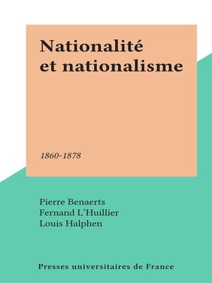 cover image of Nationalité et nationalisme